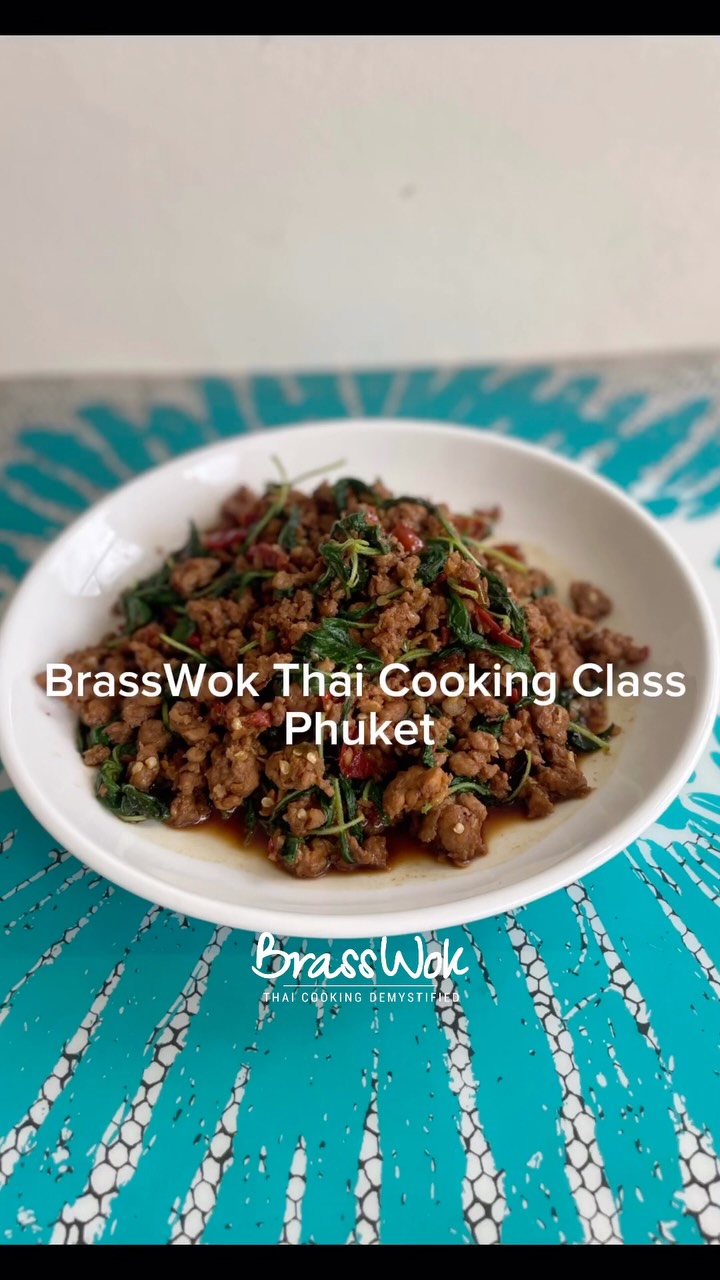 Thailand national favorite comfort food - Pad GaPrao. Thai Cooking Class and Private Chef Phuket. 
#ThaiCookingClass #PrivateChefExperiecne #Phuket #BrassWok.com #ChefPui